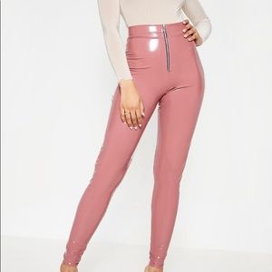 PLT TALL PINK ZIP UP VINYL PANTS